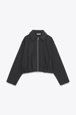 ÁO KHOÁC BOMBER VẢI NỈ XẾP LY