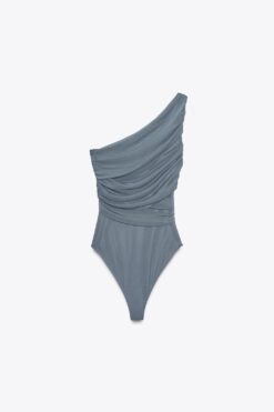 Alternative view of BODYSUIT VẢI TULLE XẾP NẾP CỔ LỆCH