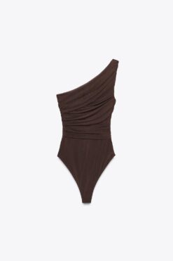 Alternative view of BODYSUIT VẢI TULLE XẾP NẾP CỔ LỆCH