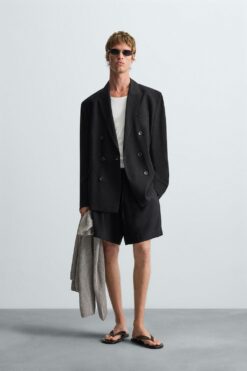 Alternative view of ÁO KHOÁC BLAZER VẢI RŨ DÁNG RELAXED FIT